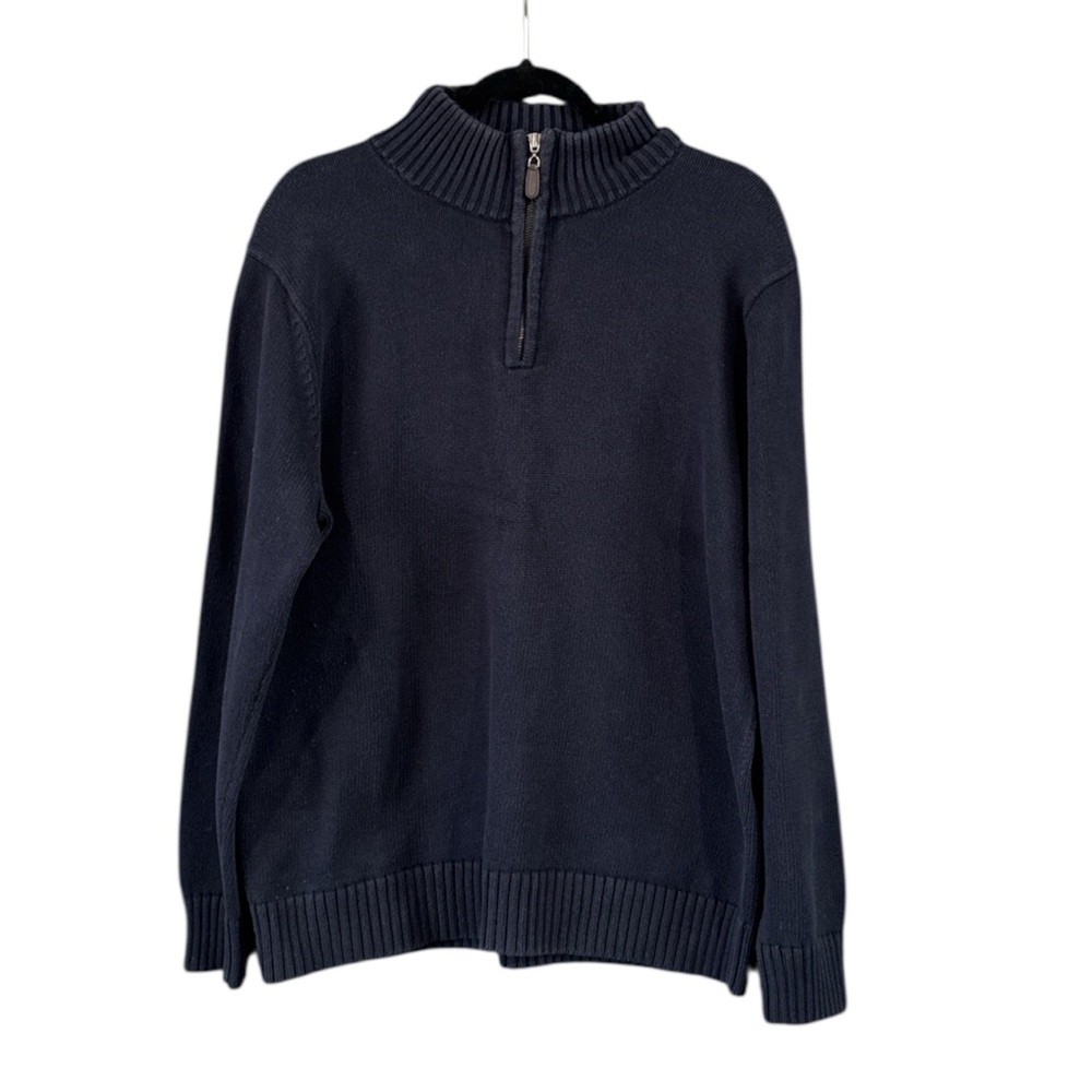 L.L. Bean Men’s‎ Cotton 1/4 Zip Pullover Dark Blue Sweater Size Large